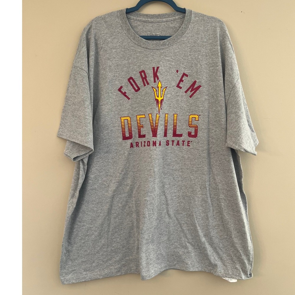 Captivating Arizona State Sun Devils Fork‎ Em Devils Gray Graphic T-Shirt 3XL